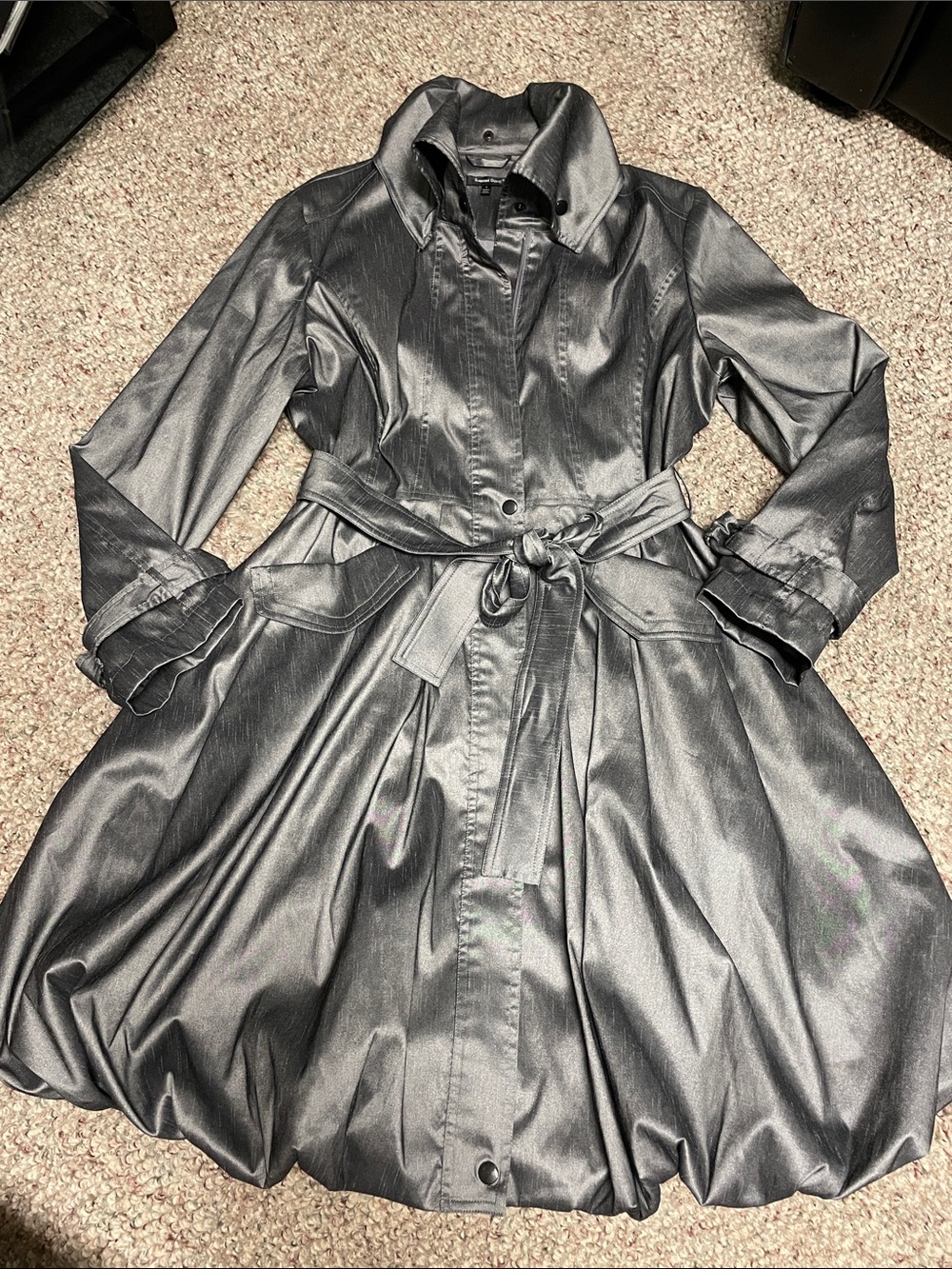 Samuel dong grey bubble hem belted Trench Coat- new